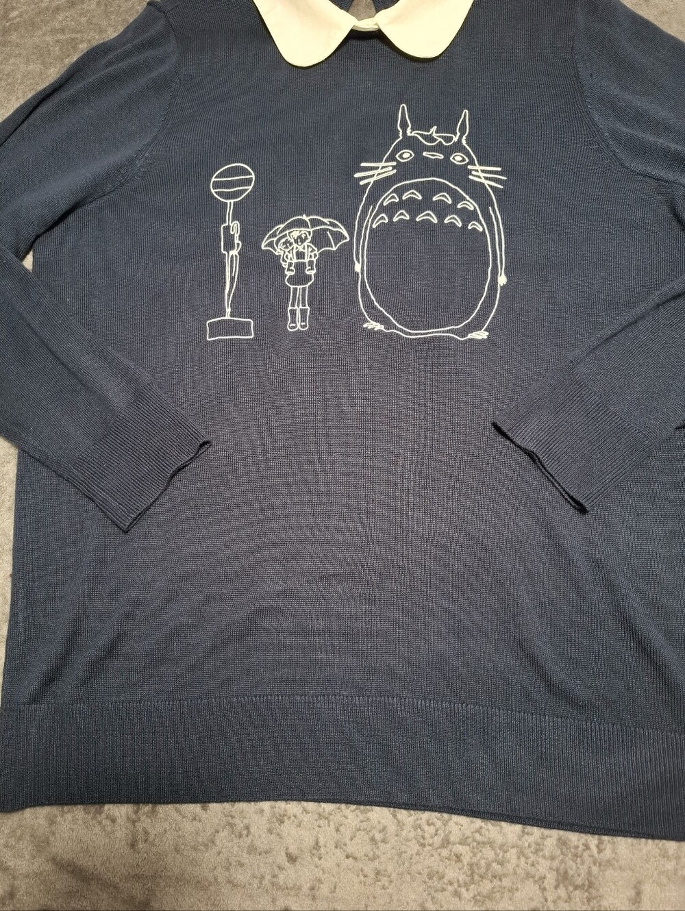 Her Universe My Neirghbor Totoro Navy Crewneck Sweater Peter Pan Collar Sz 1X - Picture 15 of 16